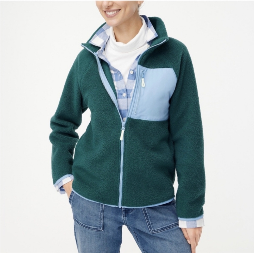 J Crew Fleece Sherpa Forest Green